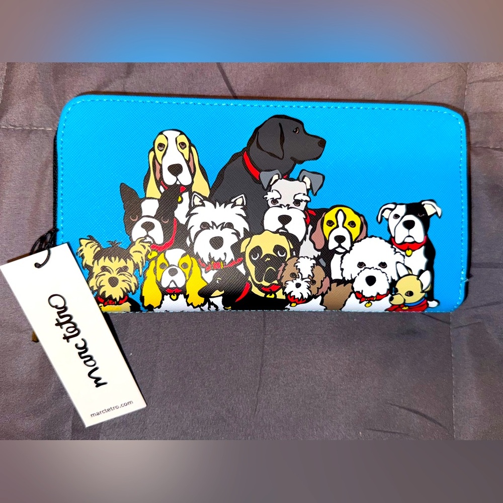 NWT Marc Tetro Multiple Dog Breeds Long Zip Wallet New in Box